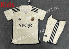 (With Chest Ad) 2023-2024 Roma Away Beige Kid/Youth Soccer Uniform-6748