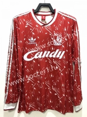 Retro Version 89-91 Liverpool Home Red LS Thailand Soccer Jersey AAA-811