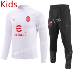 2023-2024 AC Milan White Kids/Youth Soccer Tracksuit-GDP