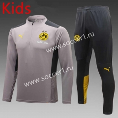 2023-2024 Borussia Dortmund Dark Gray Kids/Youth Soccer Tracksuit-815