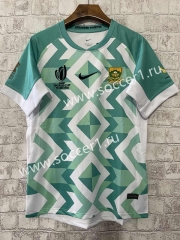 2023 South Africa Away White&Green Thailand Rugby Shirt