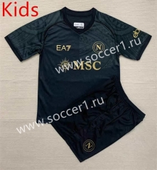 Without Patch version 2023-2024 Napoli 2nd Away Black Kids/Youth Soccer Uniform-AY