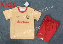 2023-2024 Champion Version RC Lens 2nd Home Yellow Kids/Youth Soccer Uniform-6748