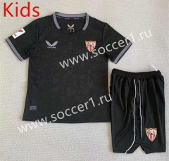 2023-2024 Sevilla Goalkeeper Black Kids/Youth Soccer Uniform-AY