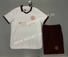 2023-2024 Manchester City Away White Soccer Uniform-9031