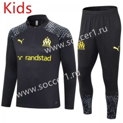 2023-2024 Olympique Marseille Black Kids/Youth Thailand Soccer Tracksuit-411