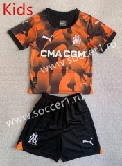 2023-2024 Olympique de Marseille 2nd Away Orange Kid/Youth Soccer Uniform-AY