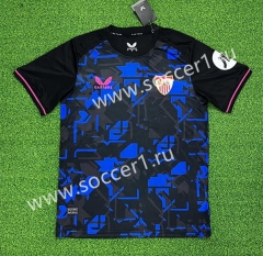 (S-4XL) 2023-2024 Sevilla Away Blue&Black Thailand Soccer Jersey AAA-403