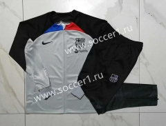 2023-2024 Barcelona Light Grey Thailand Soccer Jacket Uniform-815