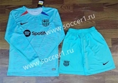2023-2024 Barcelona 2nd Away Blue LS Soccer Uniform-709