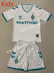 2023-24 SV Werder Bremen Away White Kids/Youth Soccer Uniform-AY