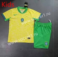 2023-24 Brazil Home Yellow Kid/Youth Soccer Uniform-8679