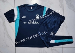 2023-24 Olympique de Marseille Royal Blue Short-sleeved Thailand Soccer Tracksuit-815