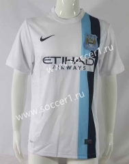 Retro Version 2013-2014 Manchester City 2nd Away White Thailand Soccer Jersey AAA-503