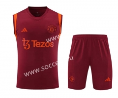 2023-24 Manchester United Red Thailand Training Soccer Vest Uniform-418