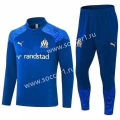 2023-24 Olympique de Marseille Colorful BlueThailand Soccer Tracksuit Uniform-411