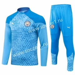 2023-24 Manchester City Sky Blue Thailand Soccer Tracksuit Uniform-GDP