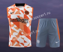 2023-2024 Inter Milan Orange Thailand Training Soccer Vest Uniform-418
