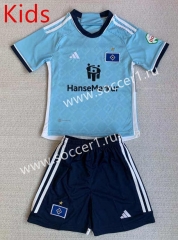 2023-2024 Hamburger SV Away Light Blue Kids/Youth Soccer Uniform-AY