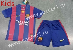 Retro Version 14-15 Barcelona Home Red&Blue Kid/Youth Soccer Uniform-8679
