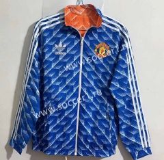 (S-3XL) 2024-25 Manchester United Orange&Blue Double-Sided Wear Thailand Trench Coats-0255