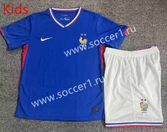 2024-2025 France Home Blue Kids/Youth Soccer Uniform-709