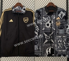 (S-3XL) 2024-25 Arsenal Black&Gray Double-Sided Wear Thailand Trench Coats-0255