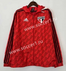 (S-3XL) 2024-2025 Sao Paulo FC Red Trench Coats With Hat-0255