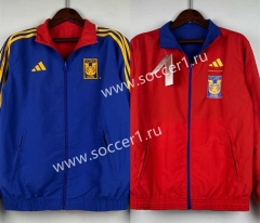 (S-3XL) 2024-25 Tigres UANL Blue&Red Double-Sided Wear Thailand Trench Coats-0255