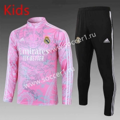 2023-2024 Real Madrid Pink Kids/Youth Soccer Tracksuit-815