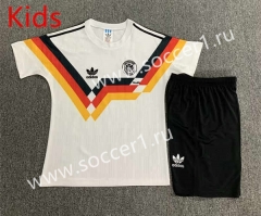 Retro Version 1990 Germany Home White Kids/Youth Soccer Uniform-7809