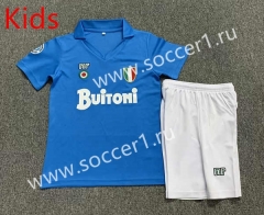 Retro Version 87-88 Napoli Home Blue Kid/Youth Soccer Uniform-7809