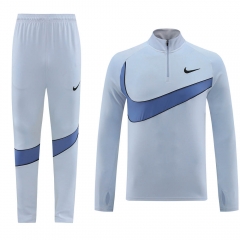 Nike Blue&Gray Thailand Soccer Tracksuit-LH
