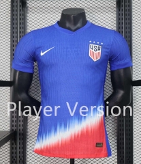Player Version 2024-2025 USA Away Blue&Red Thailand Soccer Jersey AAA-888