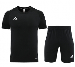 Adidas Black Soccer Short-Sleeves Tracksuit-LH