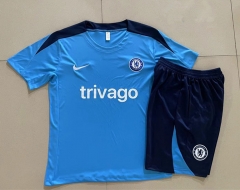 2024-2025 Chelsea Laker Blue Short-sleeved Thailand Soccer Tracksuit-815