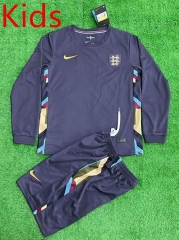 2024-2025 England Home Blue LS Kids/Youth Soccer Uniform-5177