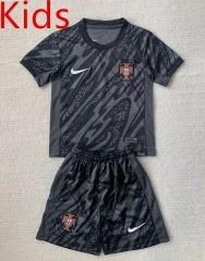 2024-2025 Portugal Goalkeeper Black&Gray Kids/Youth Soccer Uniform-AY