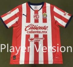 (S-3XL) Player Version 2024-2025 Deportivo Guadalajara Home Red&White Thailand Soccer Jersey AAA-912