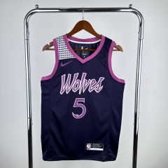 2024 Minnesota Timberwolves Black&Purple #5 NBA Jersey-311