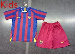 Retro Version 05-06 Barcelona Home Red&Blue Kid/Youth Soccer Uniform-8679