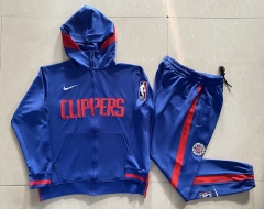 2024-2025 NBA Los Angeles Clippers Camouflage Blue Jacket Uniform With Hat-815