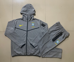 2024-2025 Brazil Gray Thailand Soccer Jacket Uniform With Hat-815