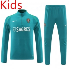 2024-2025 Portugal Dark Green Kids/Youth Soccer Tracksuit-4627