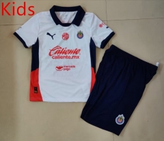 2024-2025 Deportivo Guadalajara Away White Kid/Youth Soccer Unifrom-912