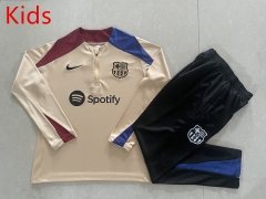 2024-2025 Barcelona Khaki Kids/Youth Soccer Tracksuit Uniform-815