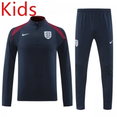 2024-2025 England Royal Blue Kid-Youth Soccer Tracksuit-4627