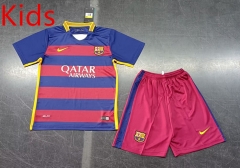 Retro Version 15-16 Barcelona Home Red&Blue Kid/Youth Soccer Uniform-8679