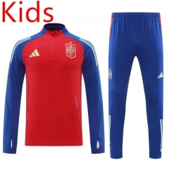 2024-2025 Spain Red Kid-Youth Soccer Tracksuit-4627