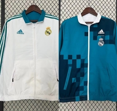 Retro Version 17-18 Real Madrid White&Blue Double-Sided Wear Thailand Trench Coats-0255